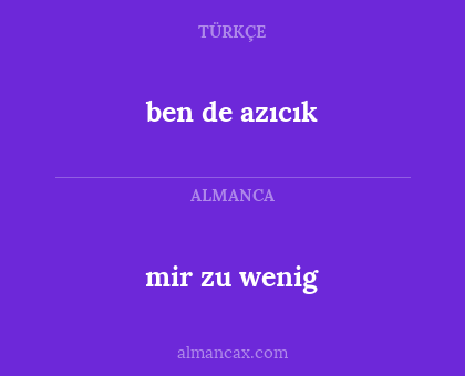 mir zu wenig - ben de azıcık