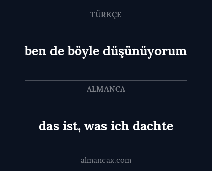 das ist, was ich dachte - ben de böyle düşünüyorum