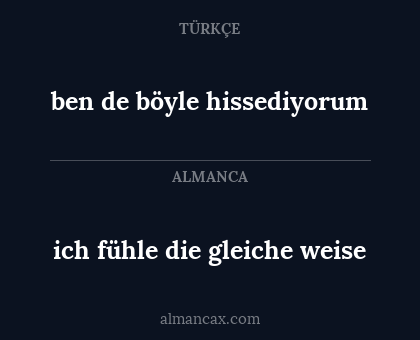 ben de böyle hissediyorum - ich fühle die gleiche weise