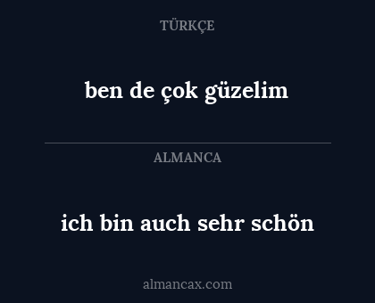 ich bin auch sehr schön - ben de çok güzelim
