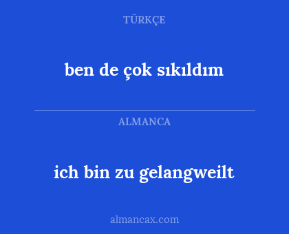 ben de çok sıkıldım - ich bin zu gelangweilt
