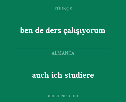 auch ich studiere - ben de ders çalışıyorum