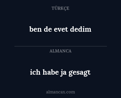 ben de evet dedim - ich habe ja gesagt