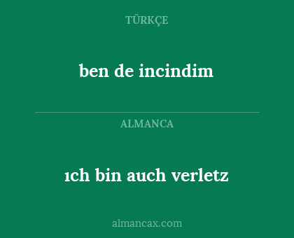 ben de incindim - ıch bin auch verletz