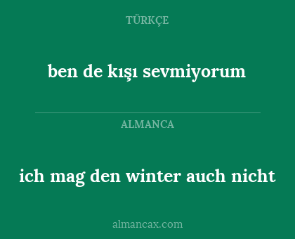 ben de kışı sevmiyorum - ich mag den winter auch nicht