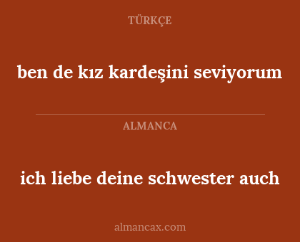 ich liebe deine schwester auch - ben de kız kardeşini seviyorum