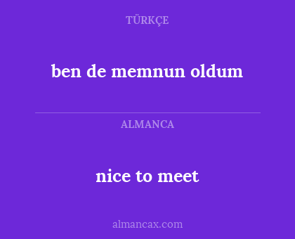 ben de memnun oldum - nice to meet