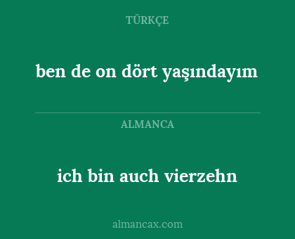 ich bin auch vierzehn - ben de on dört yaşındayım
