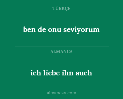 ben de onu seviyorum - ich liebe ihn auch