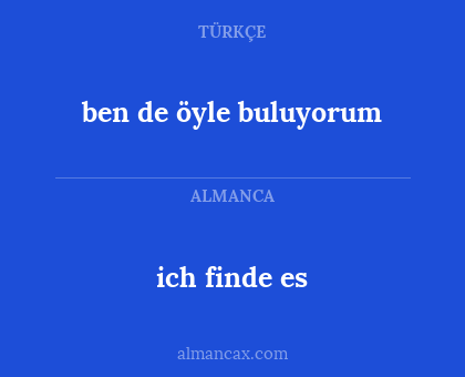ben de öyle buluyorum - ich finde es