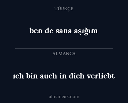 ıch bin auch in dich verliebt - ben de sana aşığım