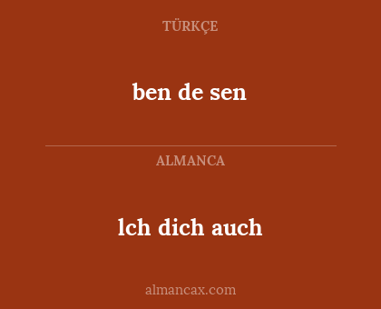 lch dich auch - ben de sen