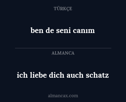 ich liebe dich auch schatz - ben de seni canım