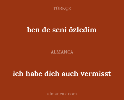 ben de seni özledim - ich habe dich auch vermisst