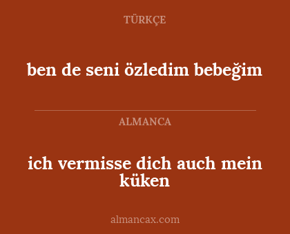 ich vermisse dich auch mein küken - ben de seni özledim bebeğim