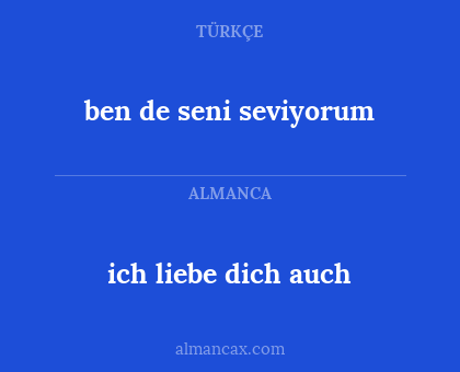 ich liebe dich auch - ben de seni seviyorum