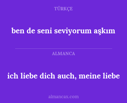 ben de seni seviyorum aşkım - ich liebe dich auch, meine liebe