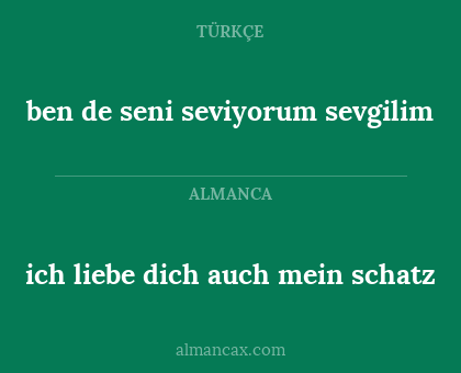 ich liebe dich auch mein schatz - ben de seni seviyorum sevgilim