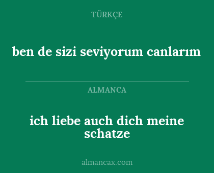 ich liebe auch dich meine schatze - ben de sizi seviyorum canlarım