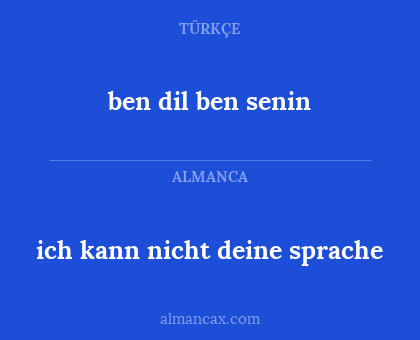 ich kann nicht deine sprache - ben dil ben senin