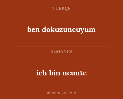 ich bin neunte - ben dokuzuncuyum