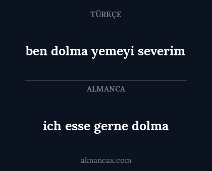 ich esse gerne dolma - ben dolma yemeyi severim