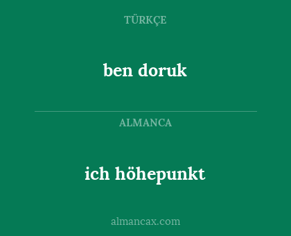 ben doruk - ich höhepunkt