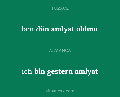 ben dün amlyat oldum - ich bin gestern amlyat