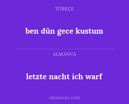 ben dün gece kustum - letzte nacht ich warf