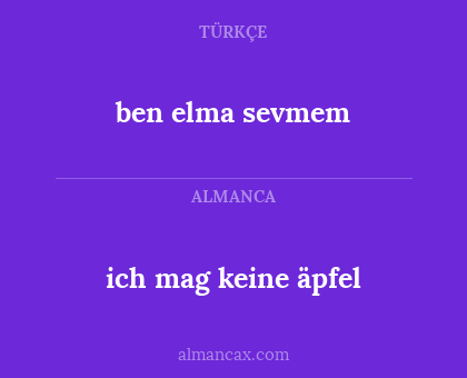 ich mag keine äpfel - ben elma sevmem