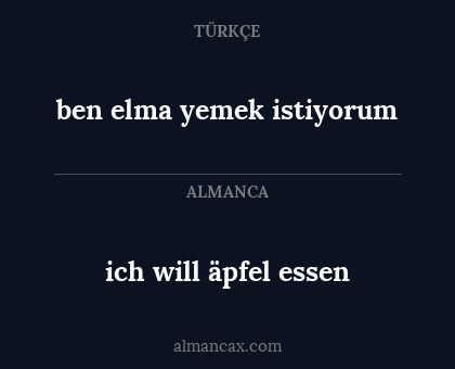 ich will äpfel essen - ben elma yemek istiyorum