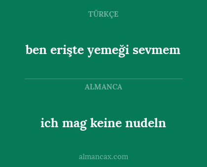 ich mag keine nudeln - ben erişte yemeği sevmem