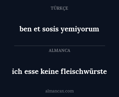 ich esse keine fleischwürste - ben et sosis yemiyorum