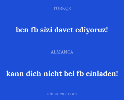 kann dich nicht bei fb einladen! - ben fb sizi davet ediyoruz!