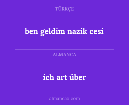 ich art über - ben geldim nazik cesi