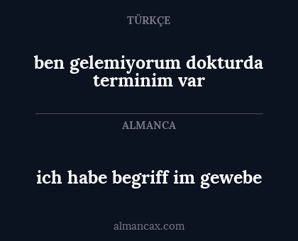 ich habe begriff im gewebe - ben gelemiyorum dokturda terminim var