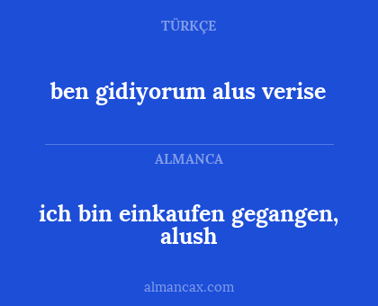 ben gidiyorum alus verise - ich bin einkaufen gegangen, alush