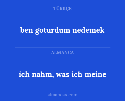 ich nahm, was ich meine - ben goturdum nedemek