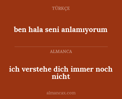 ich verstehe dich immer noch nicht - ben hala seni anlamıyorum