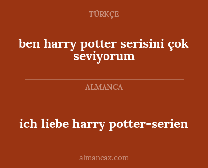 ich liebe harry potter-serien - ben harry potter serisini çok seviyorum