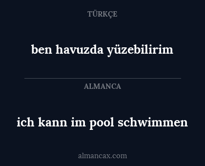 ich kann im pool schwimmen - ben havuzda yüzebilirim