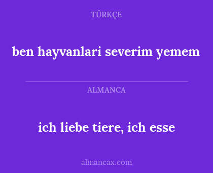 ben hayvanlari severim yemem - ich liebe tiere, ich esse