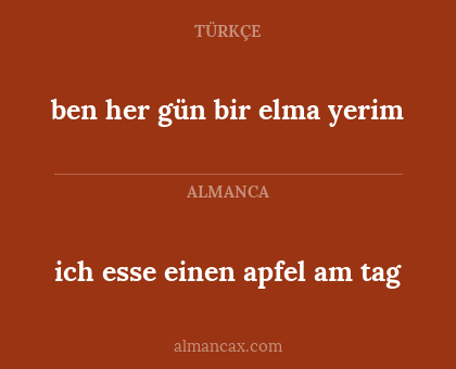 ich esse einen apfel am tag - ben her gün bir elma yerim