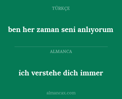 ich verstehe dich immer - ben her zaman seni anlıyorum