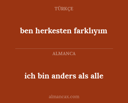 ich bin anders als alle - ben herkesten farklıyım