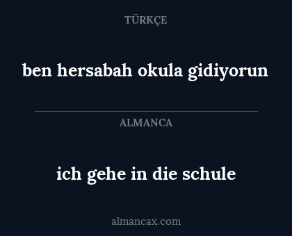 ben hersabah okula gidiyorun - ich gehe in die schule