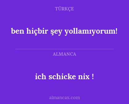 ich schicke nix ! - ben hiçbir şey yollamıyorum!