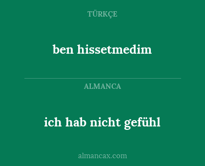 ben hissetmedim - ich hab nicht gefühl