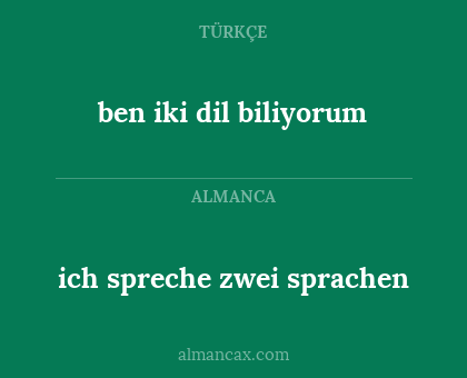 ich spreche zwei sprachen - ben iki dil biliyorum