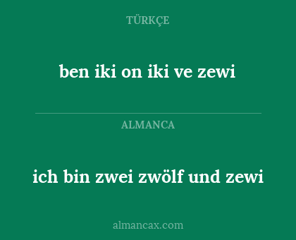 ben iki on iki ve zewi - ich bin zwei zwölf und zewi